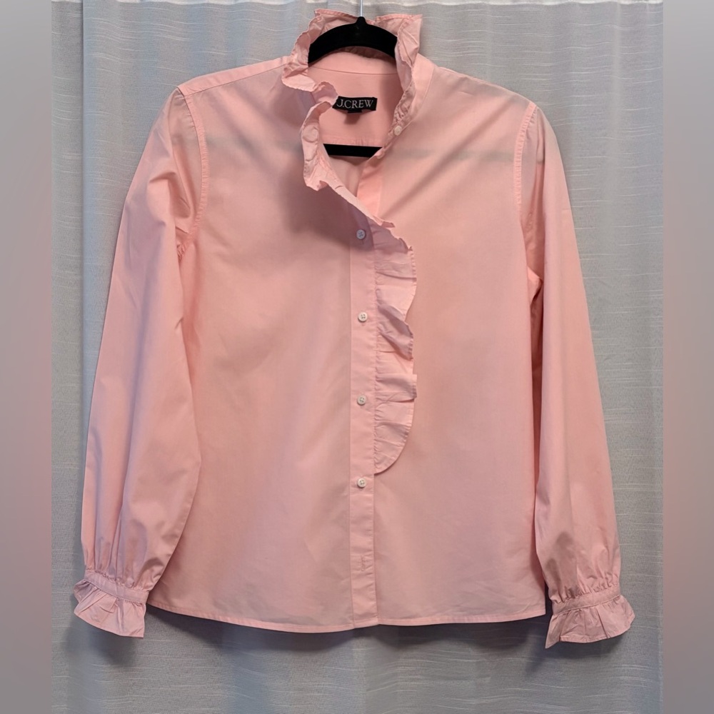 J. Crew Pink Ruffle Front Women’s Shirt